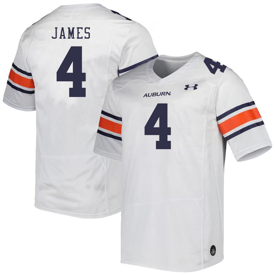 Men #4 D.J. James Auburn Tigers College Football Jerseys Stitched-White